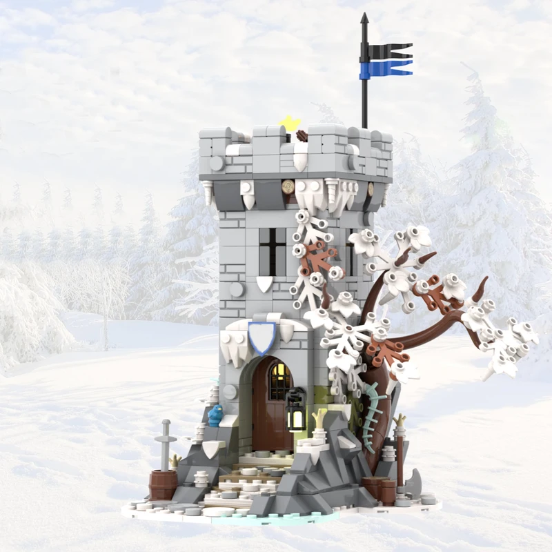 NEW 700PCS MOC European Medieval Street View Winter Watch Tower model DIY creative ideas Child Toy Birthday Gift Building Blocks