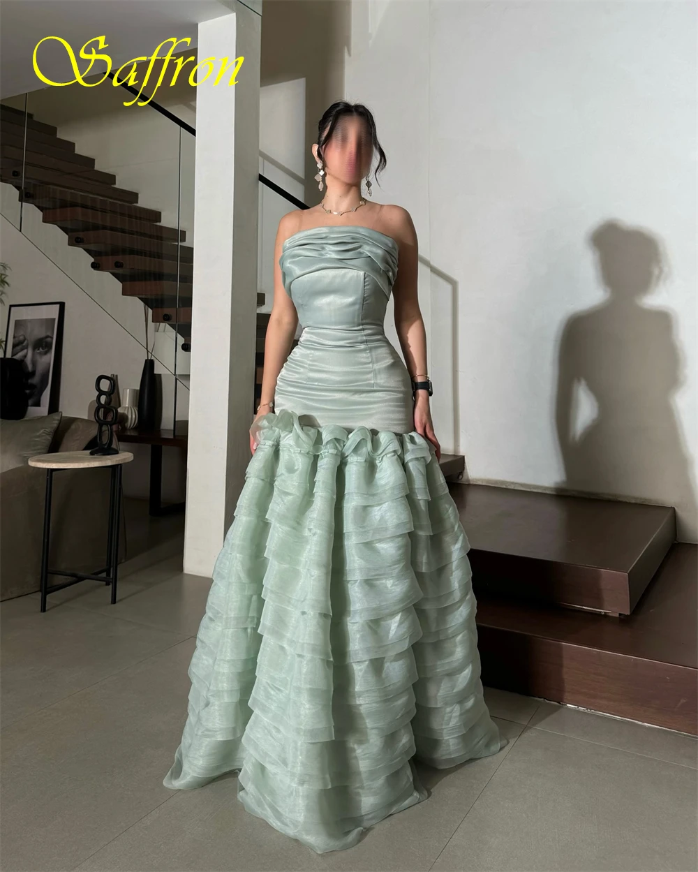 فستان سهرة مخصص بحورية البحر من الأورجانزا بدون حمالات، ثنيات رائعة للحفلات، فساتين مناسبة خاصة بدون ظهر