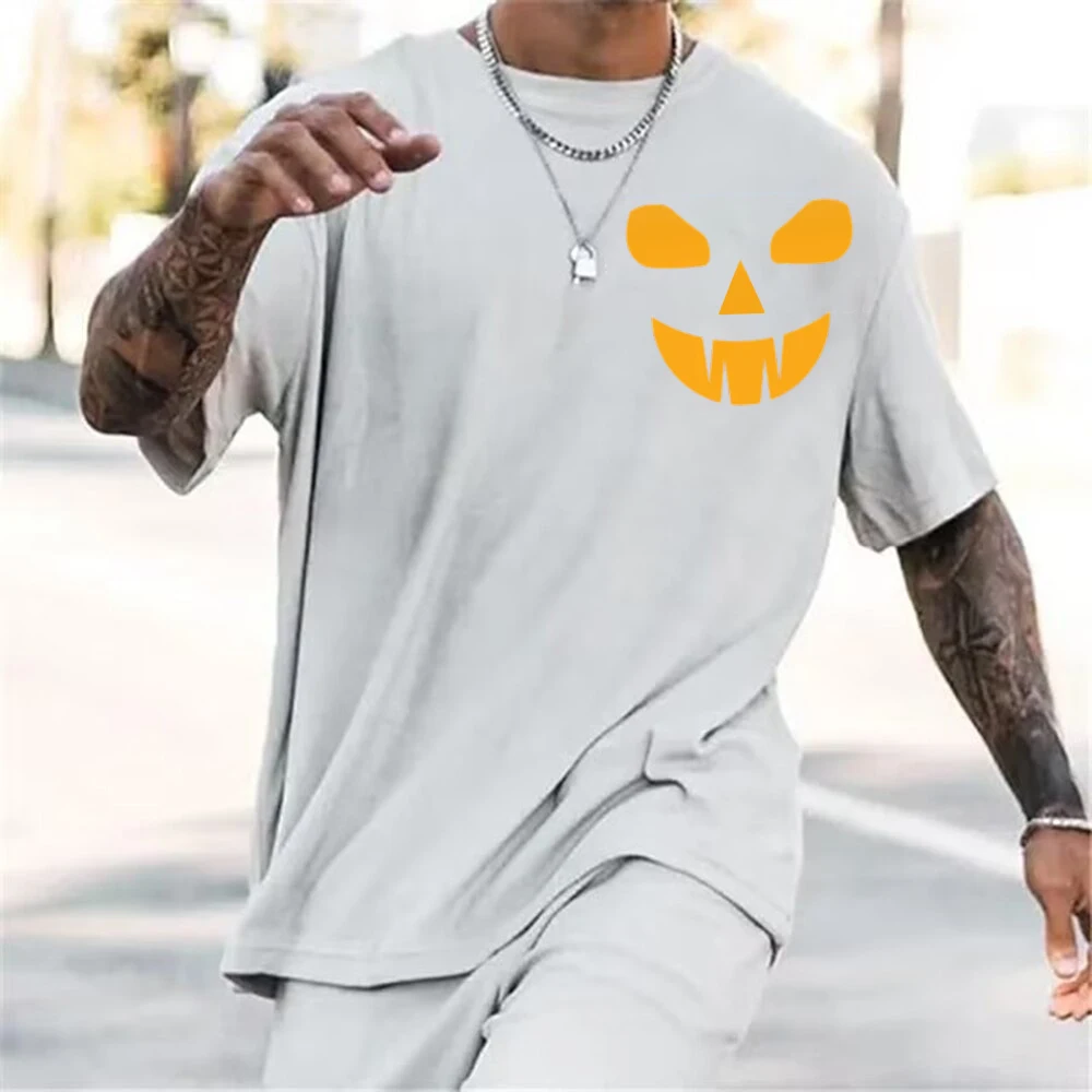 Men's Halloween T-Shirt 3D Printed Costume Short Sleeve T-Shirt Personality Large T-Shirt Pumpkin Head T-Shirt Street Manfitness