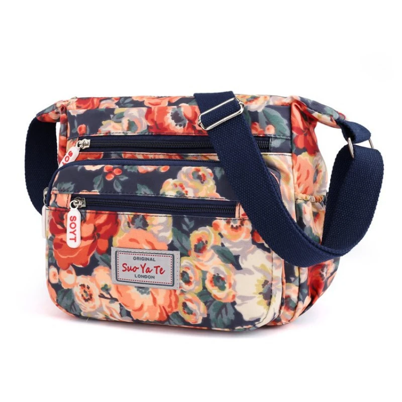 2024 Nowa nylonowa damska torba na ramię z zamkiem błyskawicznym Bandolera Mujer z nadrukiem Flower Girl Student Phone Shoulder Bag — zdjęcie 5