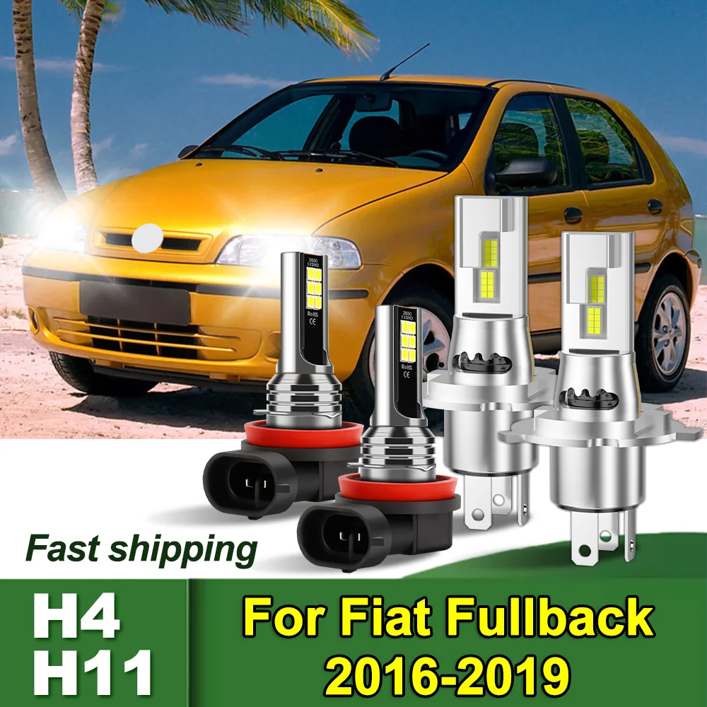 

Для Fiat Fullback 2016 2017 2018 2019 светодиодные фары дальнего/ближнего света противотуманные фары 3570 CSP чипы лампочки H4 H11