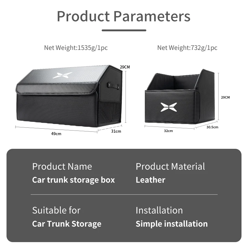 Scatola portaoggetti per organizer per bagagliaio per auto scatola portaoggetti pieghevole di grande capacità per Xpeng P7 G3 G3i G9 P5 X2 N5 F30