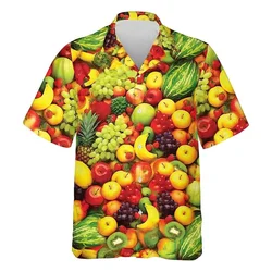 3d Printed Pineapple Watermelon Hawaiian Shirt Men Tropical Fruit Pattern Summer Aloha Shirt Button Down Short Sleeve Blouse