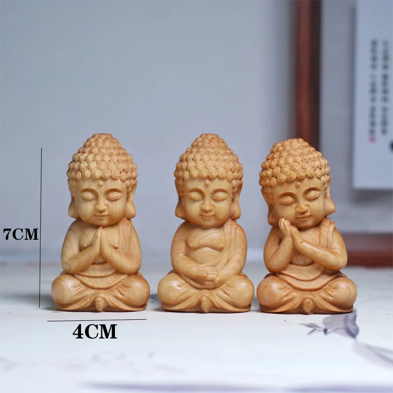 Buddha Statue Home Decorations Buddhas Figures Handmade Wood Products Woodcarving Sculptures And Figurines Car Desk Accessories