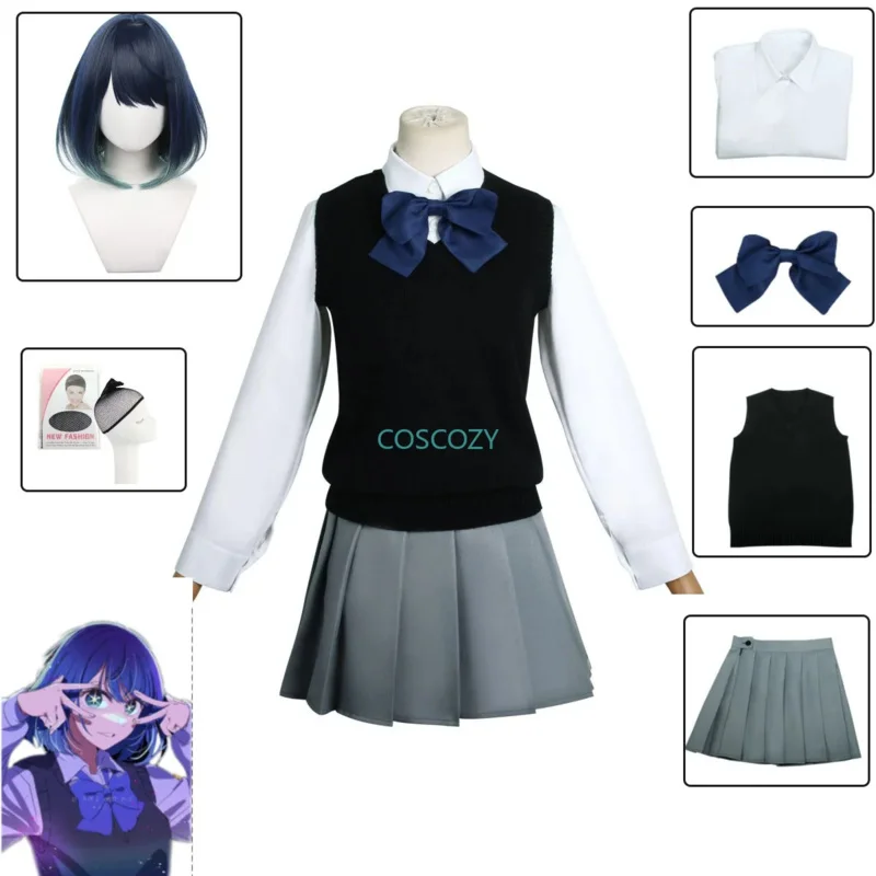 Cosplay Oshi no Ko Kurokawa Akane cosplay costume school girl uniform set Kurokawa Akane JK uniform student's summer shirt skirt