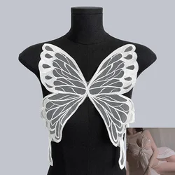 Large Butterfly Embroidery Appliques Lace Fabric Patches Tulle Mesh Applique For DIY Bride Wedding Dress Clothing Decoration