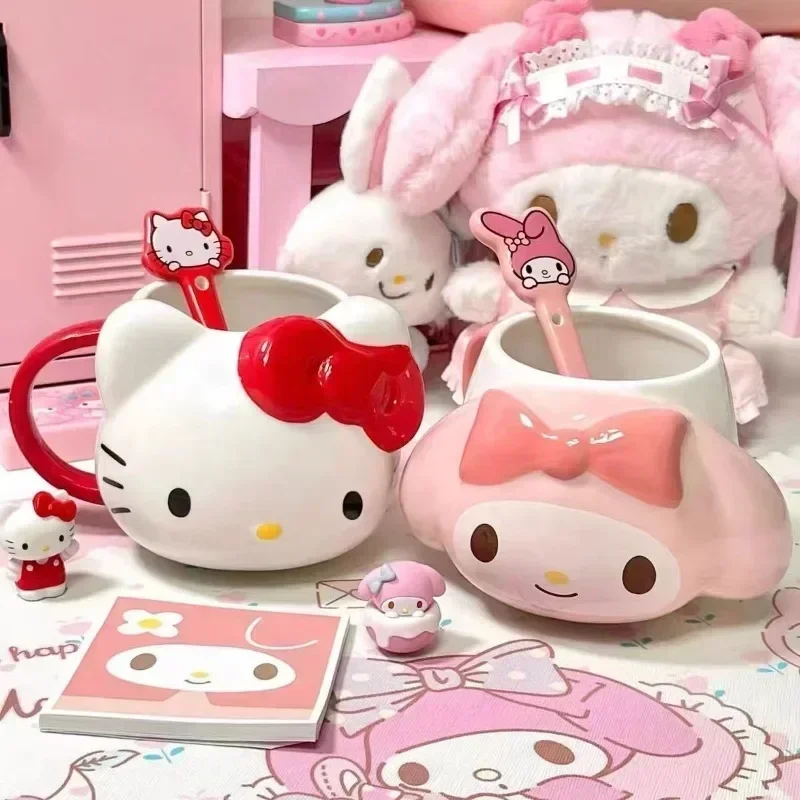 Sanrio Hello Kitty Mug Cartoon Cinnamoroll Kuromi Pochacco My Melody Coffee Cup Kawaii Ceramic Water Mug Valentine's Day Gift