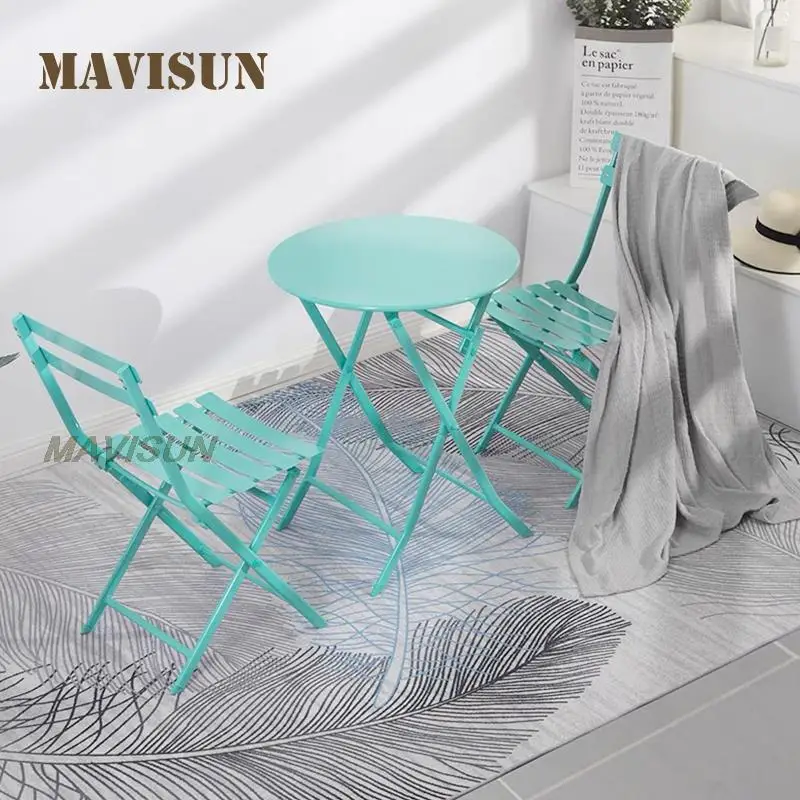 Folding Table Wrought Iron Folding Chair Nordic Simple Courtyard Balcony Milk Tea Shop Table And Chair Home Outdoor Furniture