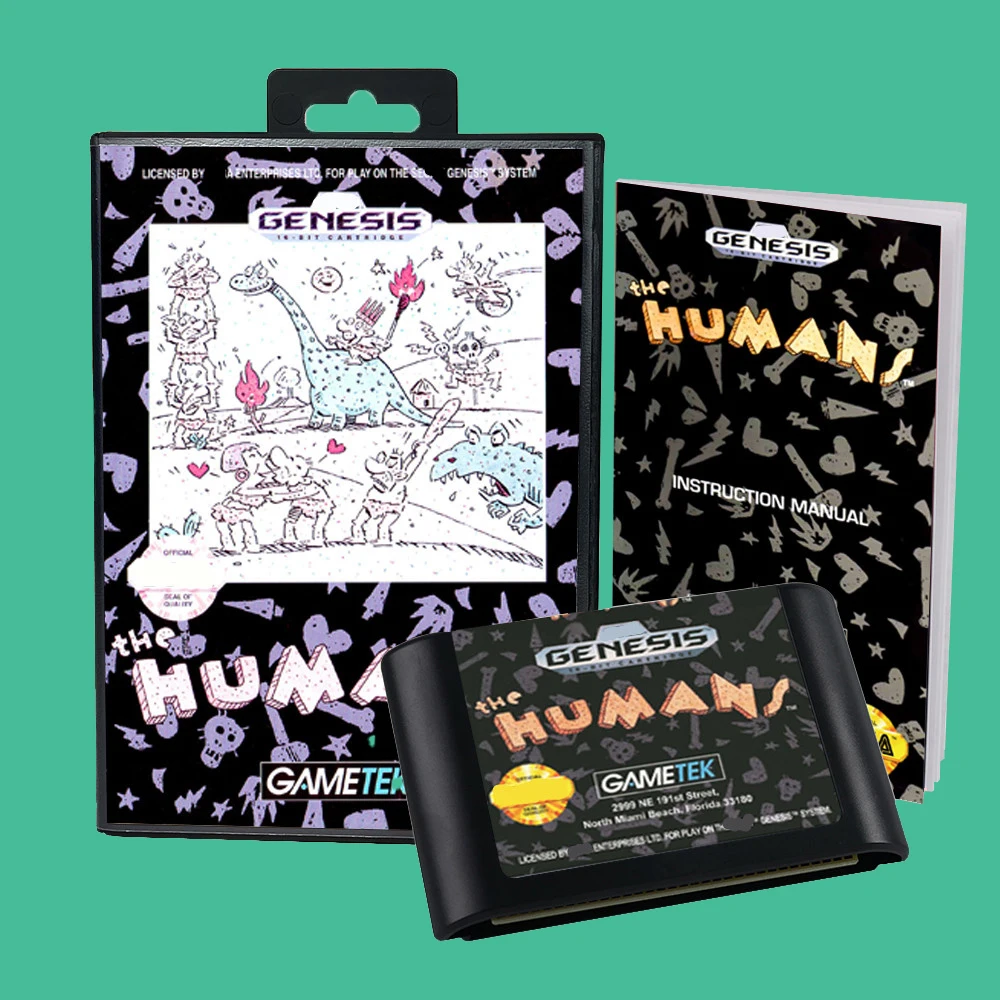 The Humans USA Game voor SEGA Mega Drive Genesis 16-bits consoles Game Cartridge Box-handleiding