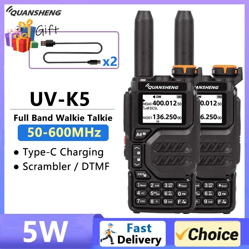 

Quansheng UV K5 Walkie Talkie UV K6 UV K58 Two Way Radio 50-600MHz FM Radio NOAA Scrambler /DTMF Amateur Wireless Frequency Copy