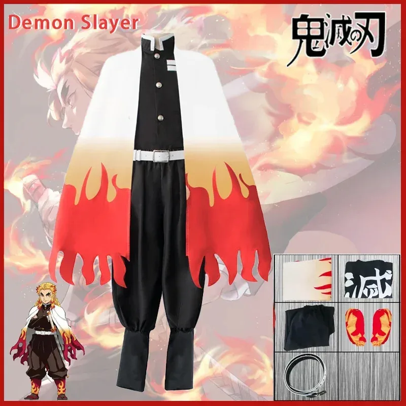 

Anime Rengoku Kyoujurou Cosplay Custot Kimono Wig Uniforms Adult Kids Party Halloween Gift Dress