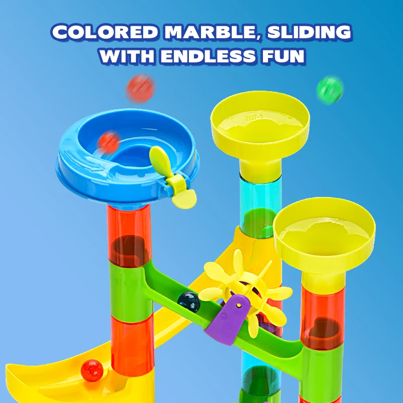 142-Piece 3D Marble Run Building Blocks - Large Rolly Slide Puzzle, Educational and Engaging Stacking Toy for Kids, Ideal for