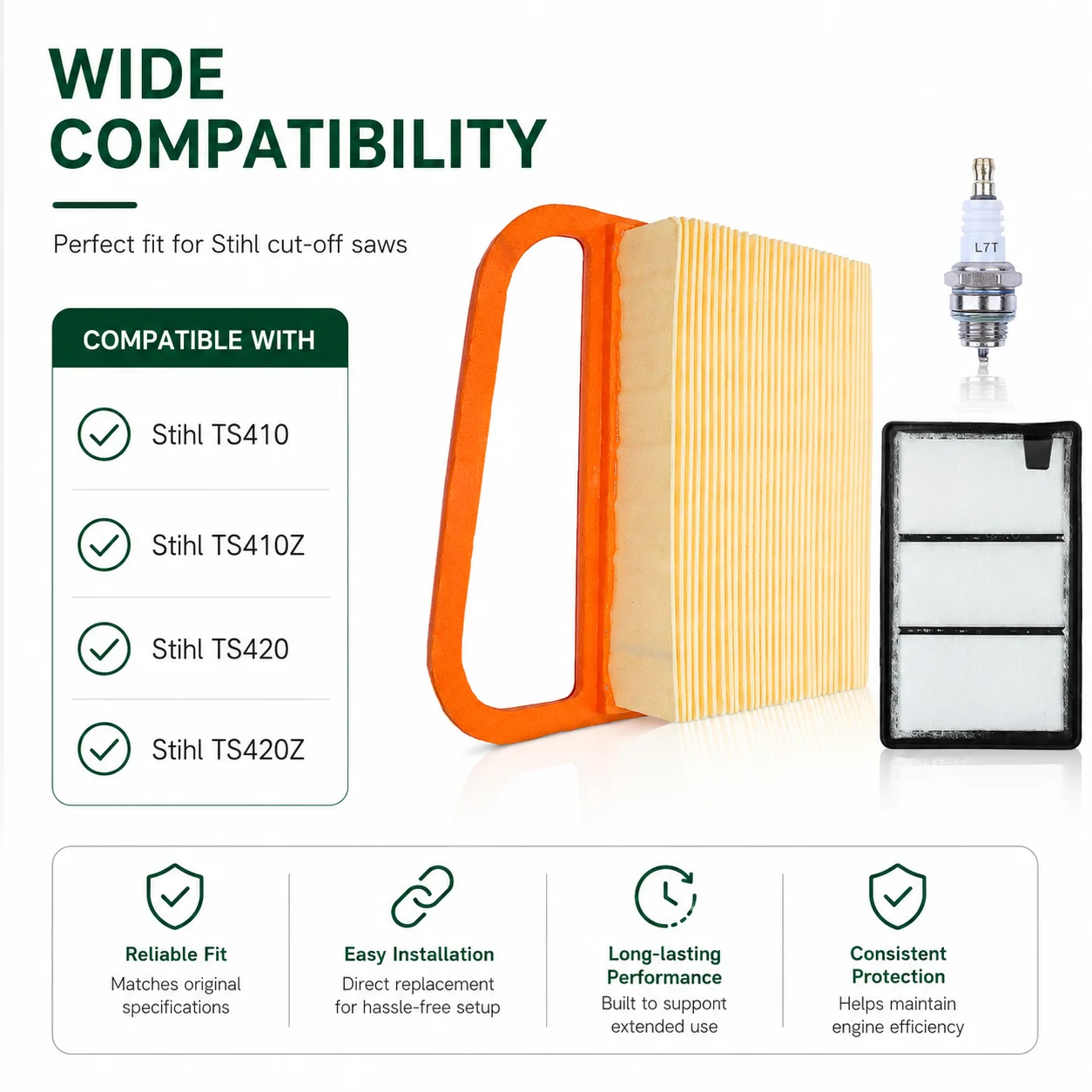 Air Filter Pre-Filter Spark Plug Kit For Stihl TS410Z TS420Z TS410 TS420 Replaces 42381401800 Chainsaw Parts Replacement Kit