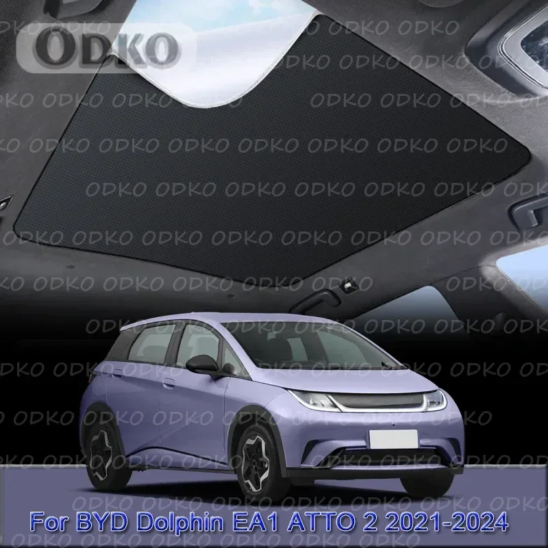 Car Electrostatic Adsorption Sunroof Sunshade Cover For BYD Dolphin EA1 ATTO 2 2021-2023 2024 Heat Insulation Skylight Sticker
