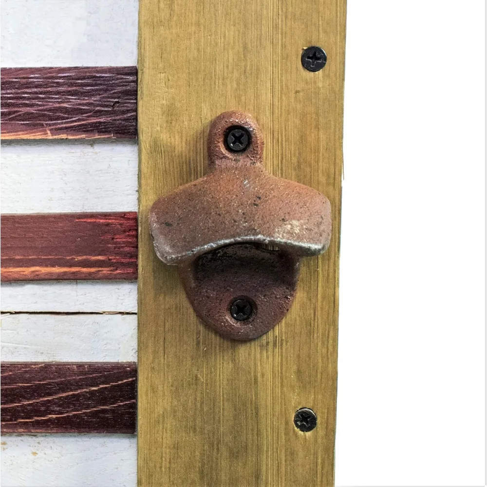 مبرد مشروبات خشبي للفناء للشرفة أو سطح السفينة أو الفناء - تصميم العلم الأمريكي - 57 كيو تي - تعبيرات الفناء الخلفي جودة عالية