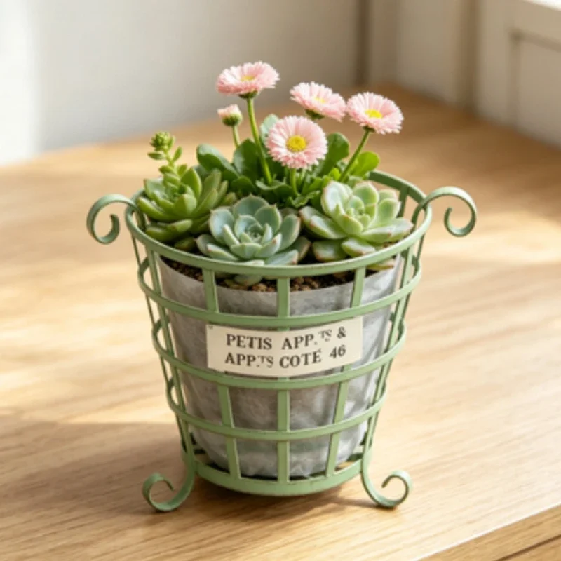 Hollow Out Three Legged Iron Flower Pot Home Balcony Retro Shelf Garden Horticulture Potted Plant Pottery Outermost Shell Basket