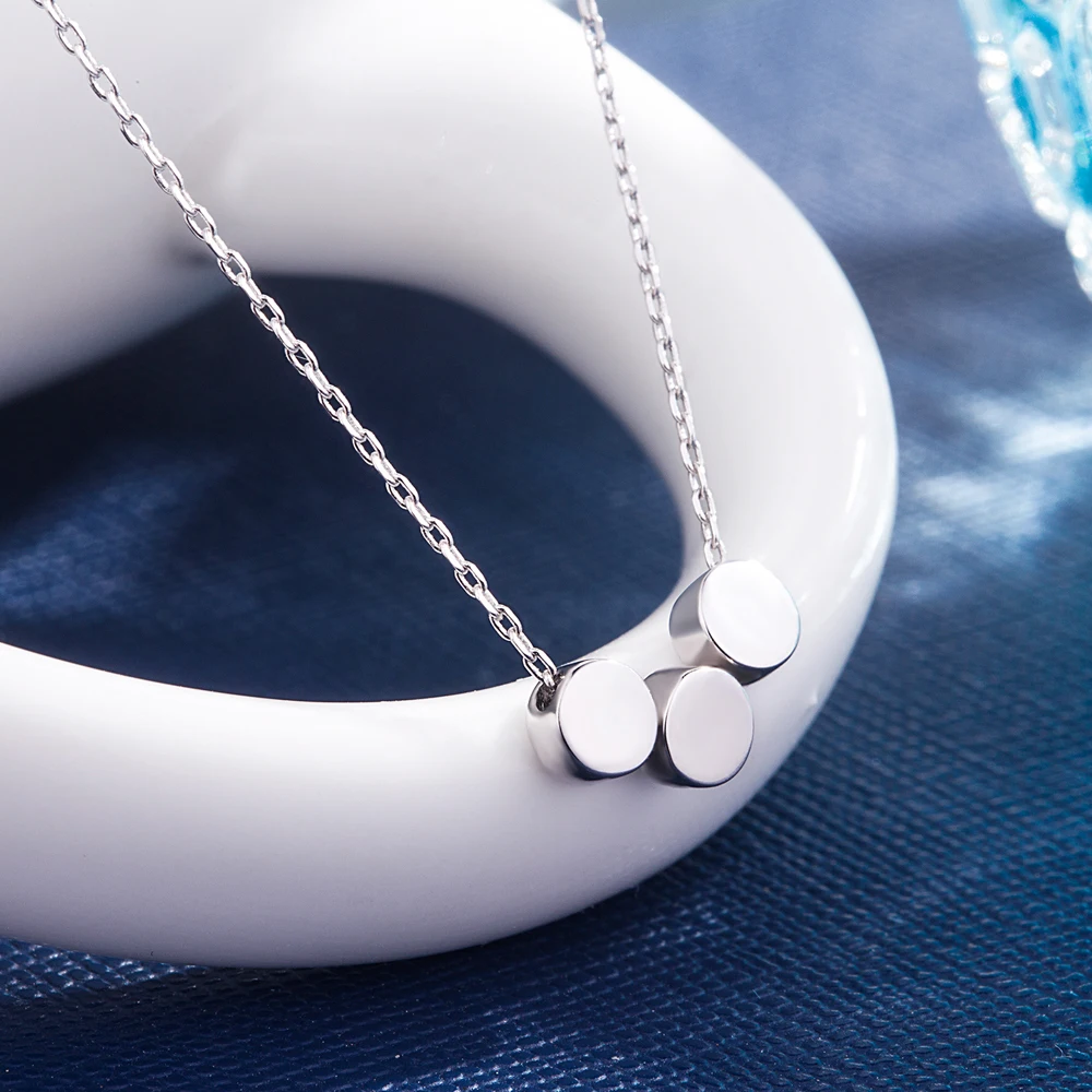 Женское ожерелье ручной работы из стерлингового серебра 925 пробы с 3 круглыми подвесками, простые модные модные украшения, подарок на каждый день/вечеринку, подарок на день рождения Женское ожерелье ручной работы из стерлингового серебра 925 пробы с 3 круглыми подвесками, простые модные модные украшения, подарок на каждый день/вечеринку, подарок на день рождения