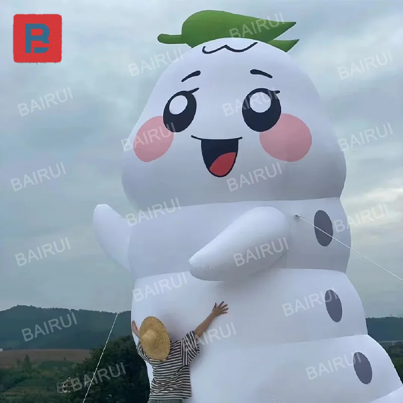 Huge white infltable silkworm baby leave caterpillar cartoon climb animal cute insect for farm plant park decoration