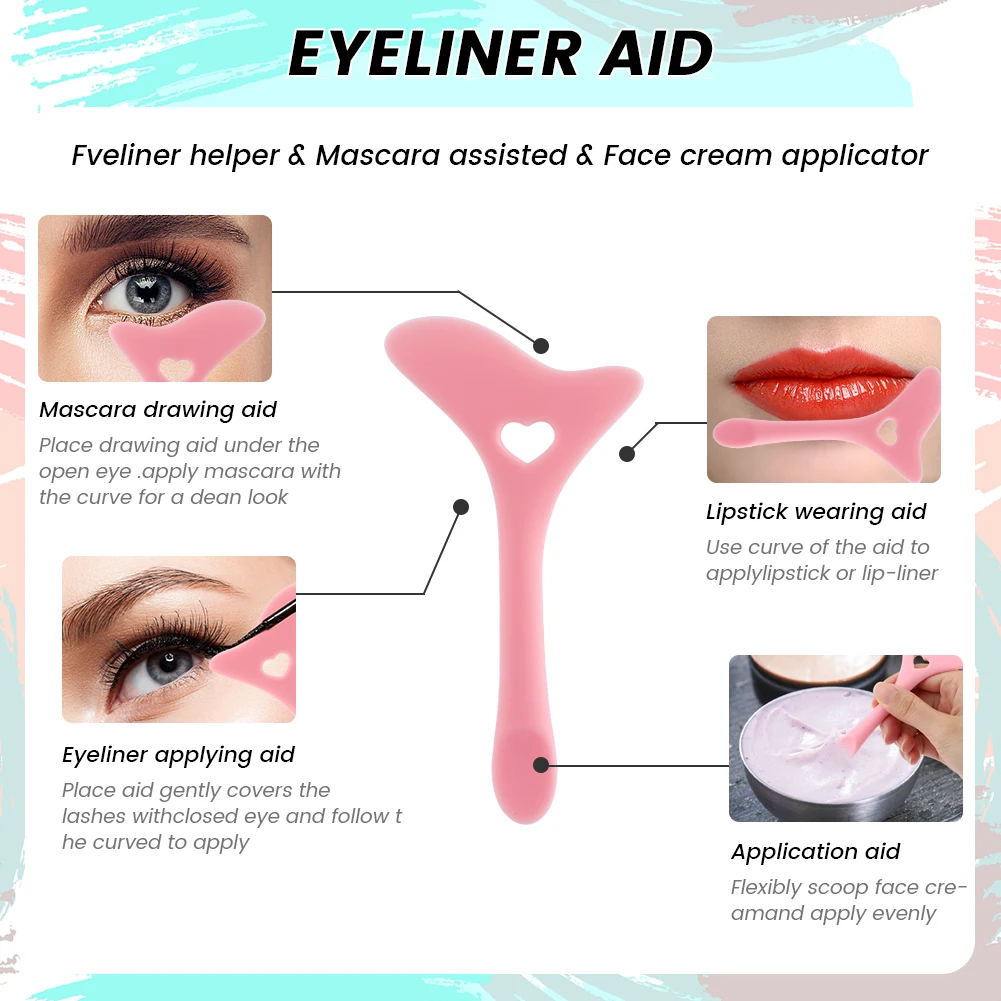 Gabarit en silicone souple multifonctionnel pour débutants, outil d'aide à l'ombre de l'Antarctique, guide facial réutilisable, applicateur d'eye-liner, ensemble de galets, 2 pièces