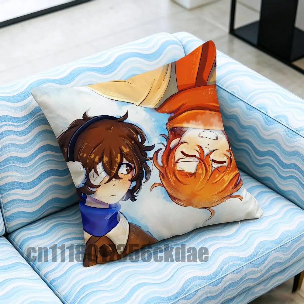For Bungo Stray Dogs BSD Soukoku Dazai Chuuya Throw Pillow Cover Case Custom Gift Decorative Pillowcase Accent Cushion Covers