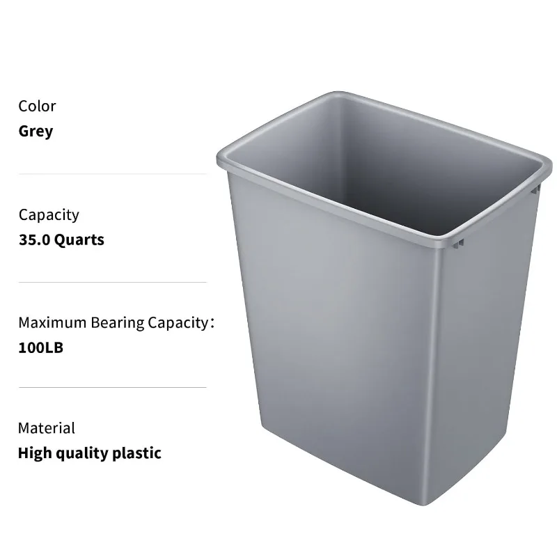 35QT Kitchen Trash Can, Sturdy and Lightweight Slim Trash Can, Trash Cans for Kitchen, Workspace, Bathroom, Office,1 Pack, Gray