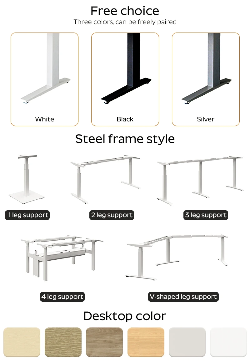 طاولة كمبيوتر مكتبية بيضاء فعالة من حيث التكلفة، مكتب بارتفاع كهربائي قابل للتعديل للعامل #4