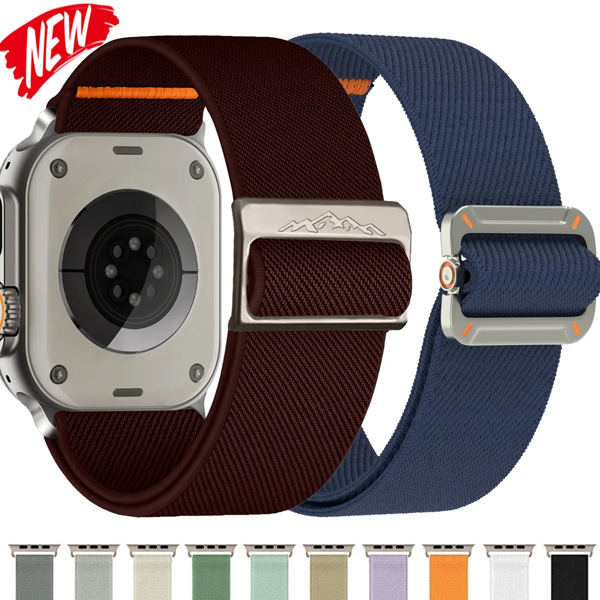 Nylon Strap for Apple Watch Ultra 3/2 Band 49mm 10 9 8 7 45mm 41 44 42 46mm Braided Elastic Bracelet for IWatch Series 11 10 9 8