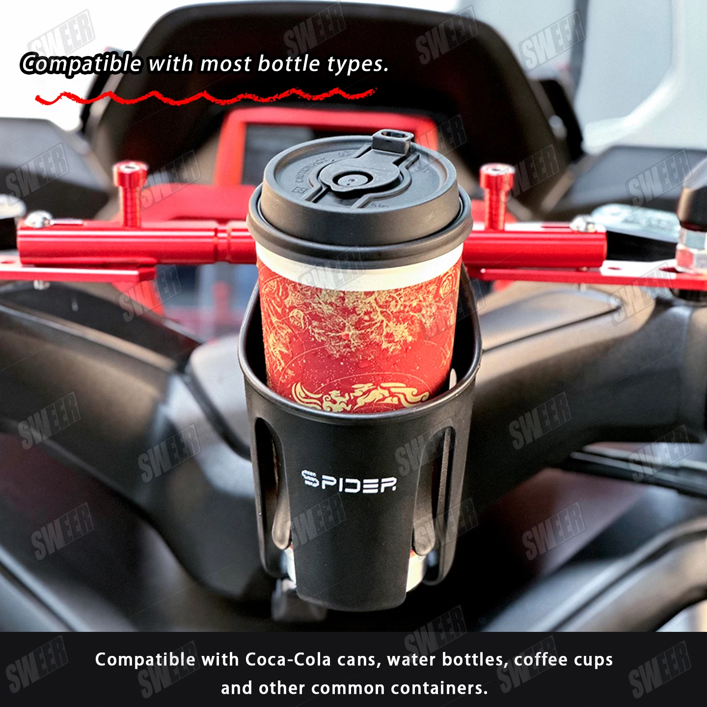 

Motorcycle Mirror Adjust Free Stand Water Cup Holder Universal For Motorbike Handlebar Drink Cup Stability Beverage Bottle Stand