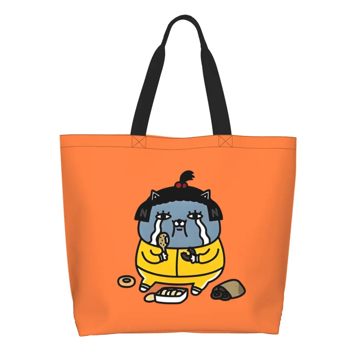 

Custom K-Kakaoed Grocery Shopping Bag Kawaii Print Canvas Shopper Shoulder Tote Bag Big Capacity Portable Cartoons Handbag