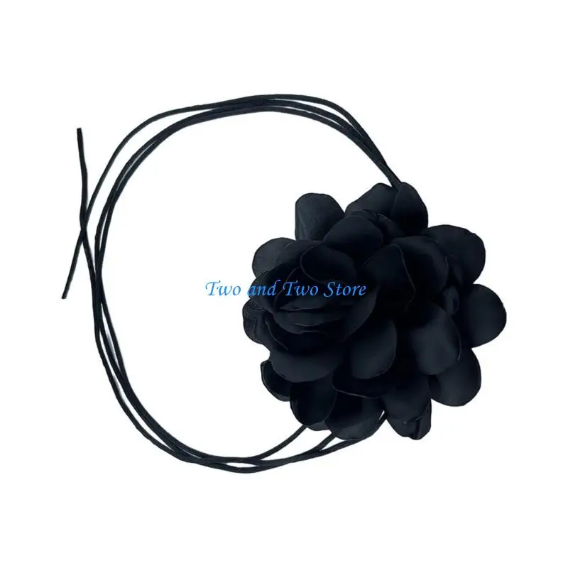 

HX6F Fabric Rose Choker Necklace Simulation Flower Neckchain Eye Catching Accessory