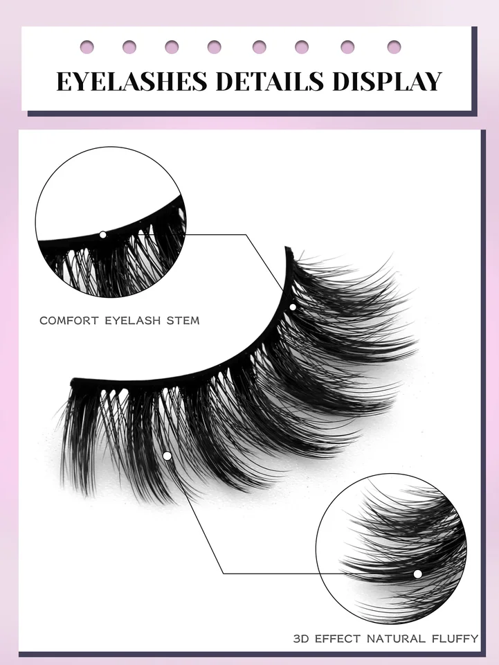 Pestañas GROINNEYA 3D de visón, esponjosas, reutilizables, estilo manga, naturales y ligeras para extensión 4