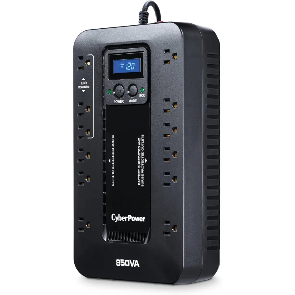 

Экологический резервный и сетевой фильтр для ИБП, 850 ВА/510 Вт, 12 розеток, режим ECO, компактный, сертифицированный UL