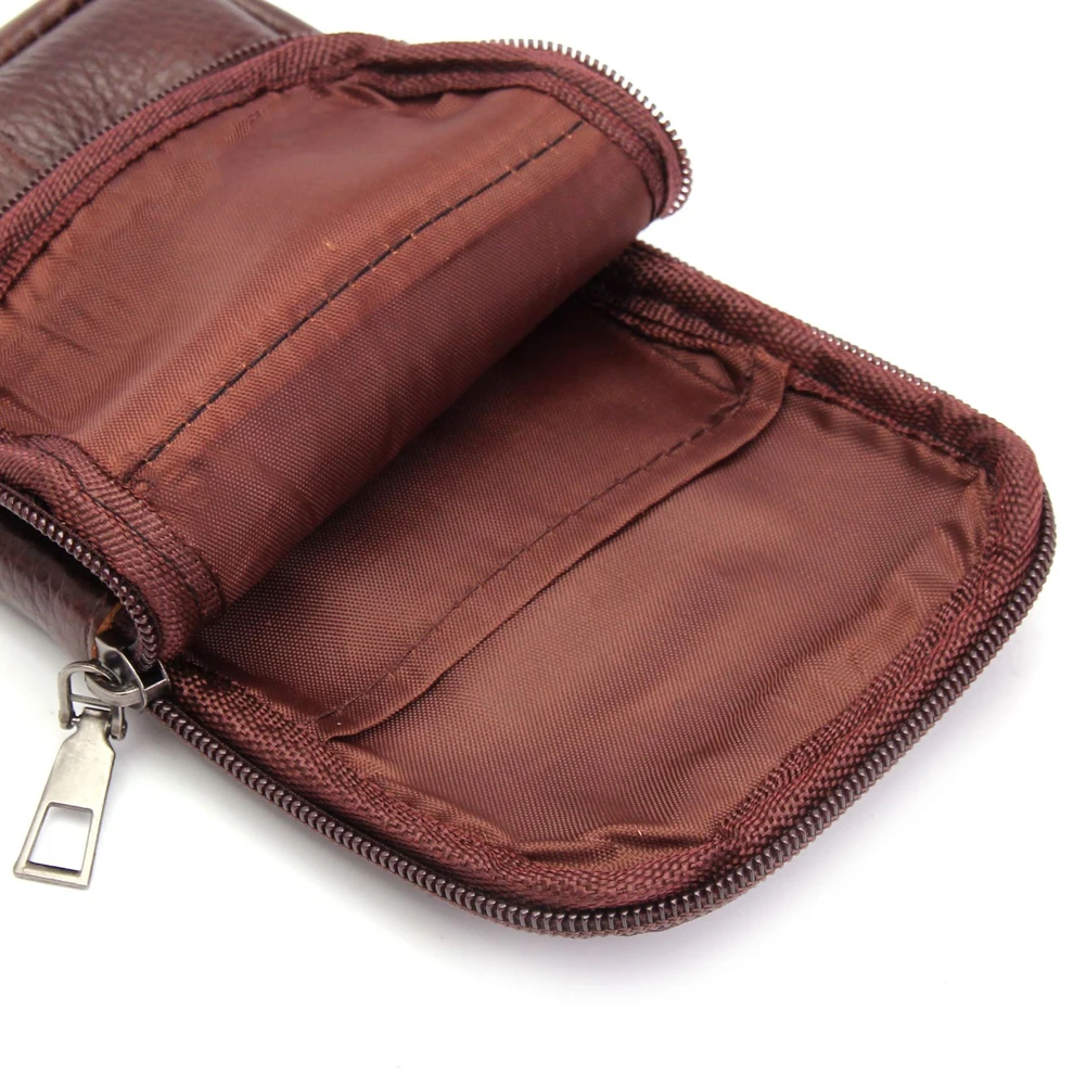 

Men Vintage Pure Color Men Pure Color Leather Bag Cowhide Phone Bag Wallet Phone Bag Mini Fanny Packs