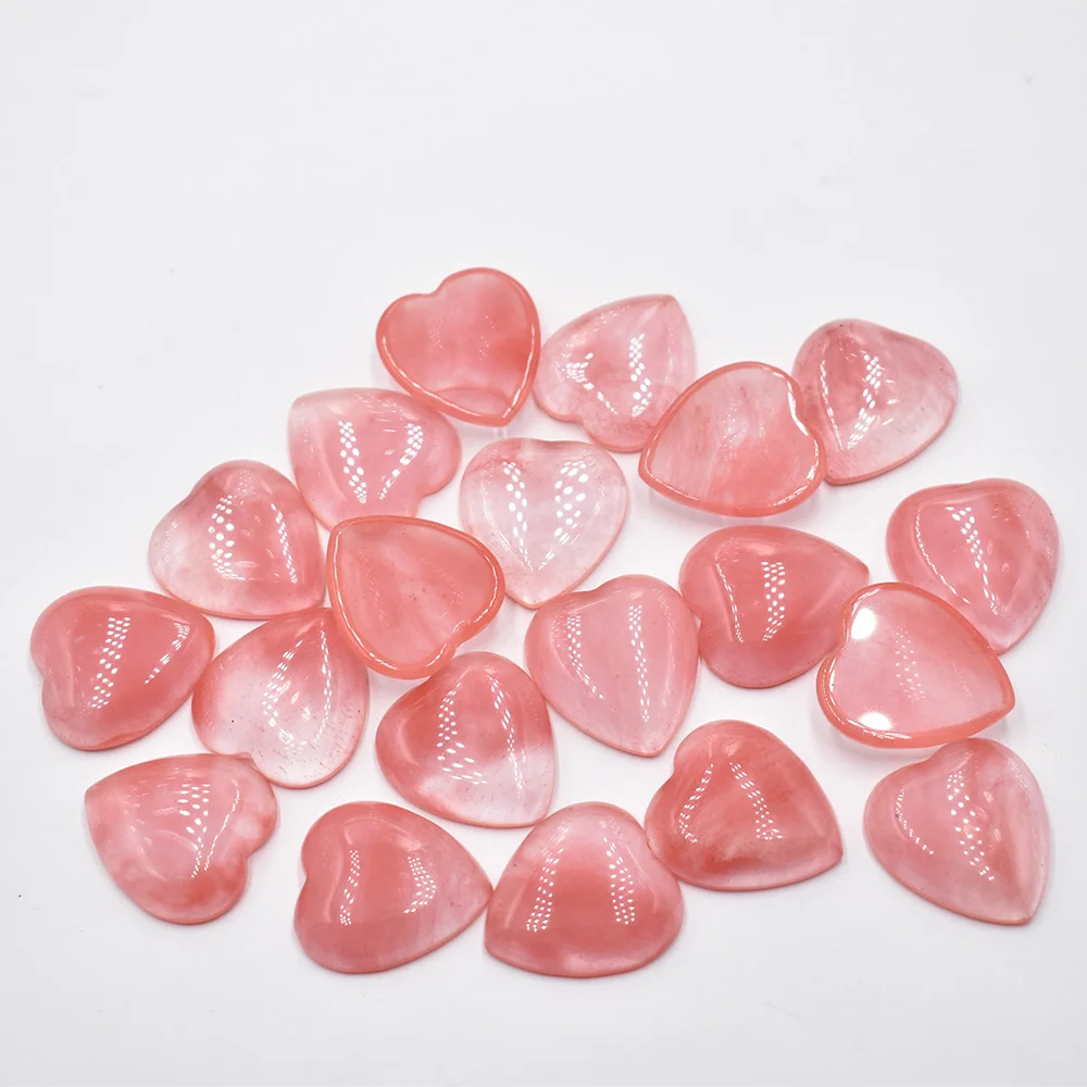 Großhandel 20 Stück/Set Modische 25mm Natürliche Tigerauge Stein Rosenquarz Herzförmige Cabochons Perlen für Schmuckherstellung – Detail 8