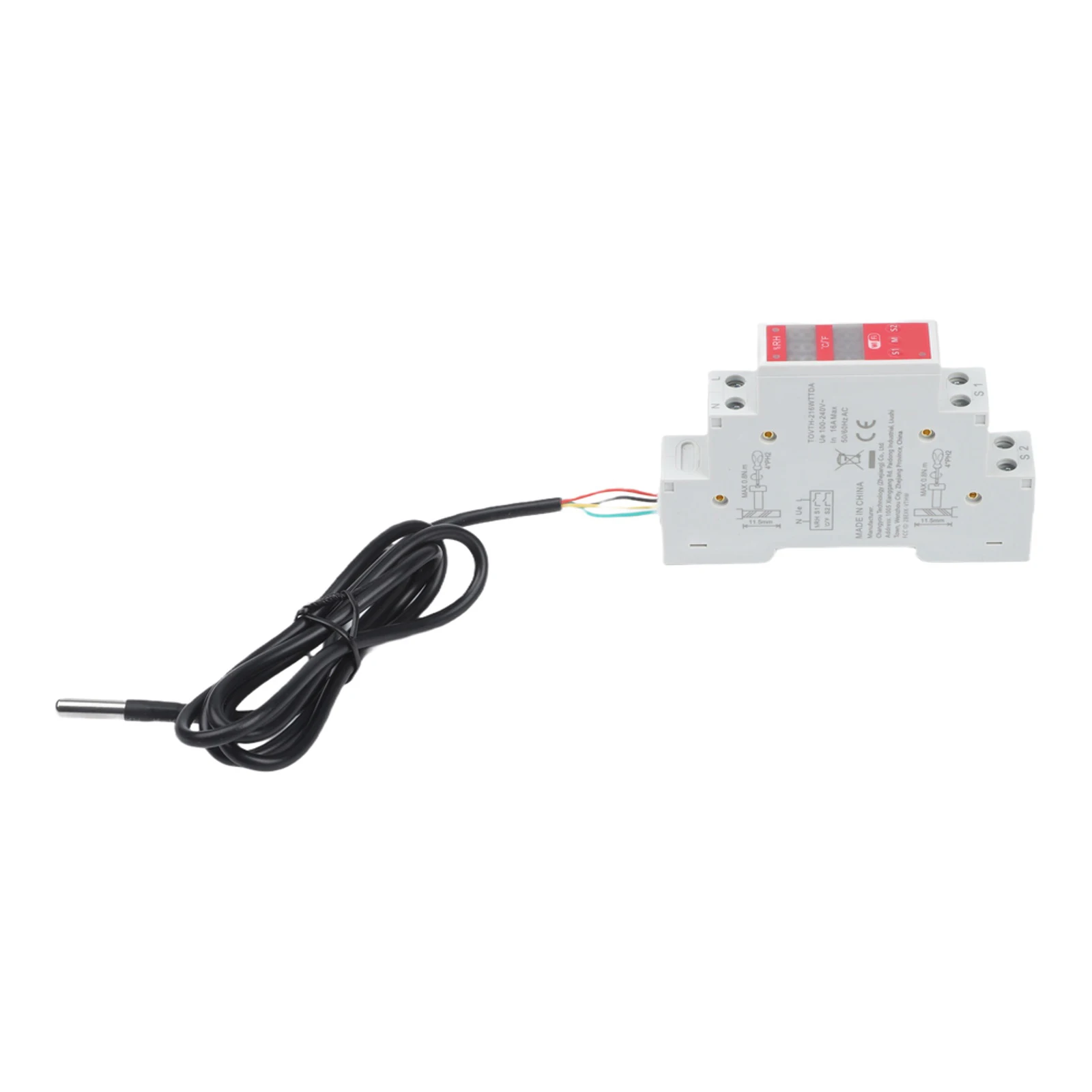 Temperature and Humidity Digital Controller with Probe Sensor for DIN Rail Smart Thermostat Compatible with Assistant