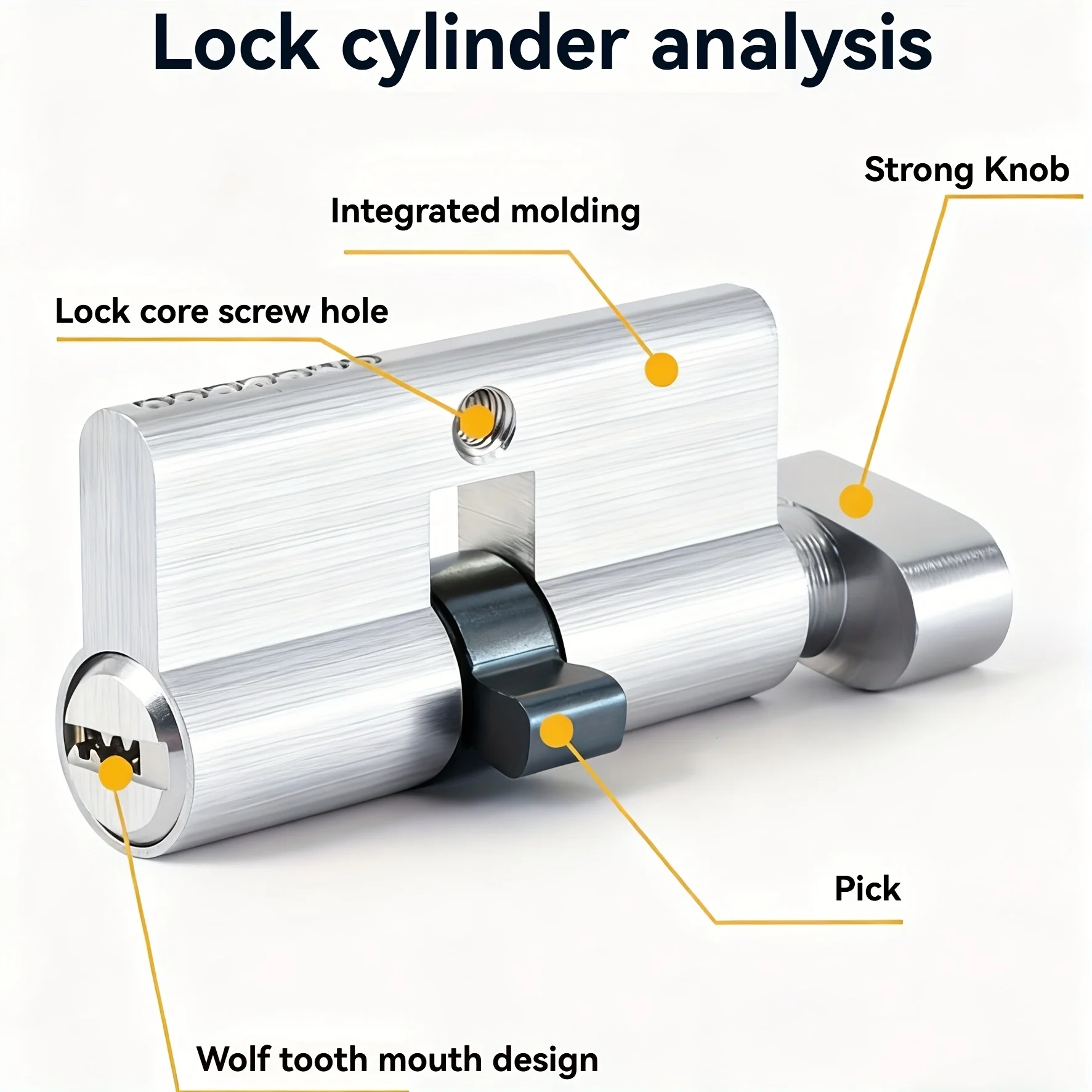 1Pcs-Single/Double Lock Cylinder with 3 Keys, Length 60mm, 2.36In/32Mm, 1.26in, Single-Sided Anti-Theft Lock Cylinder with Knob, Suitable for Office Doors, Room Doors, Etc., Safe and Durable, Easy to Install and Convenient Home Door Lock