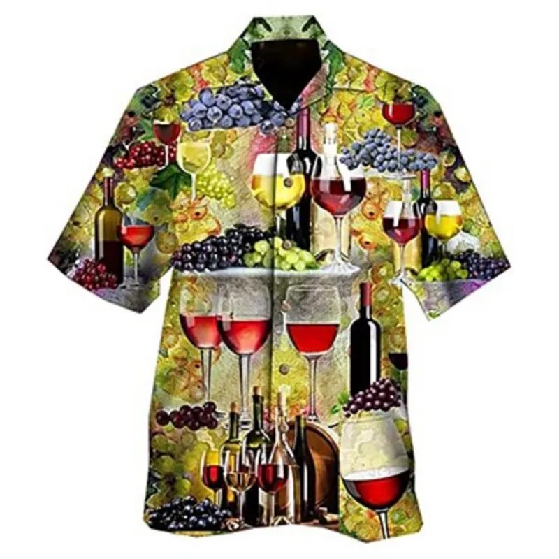 Men's shirt Summer Hawaiian Shirts Pattern Printed beverage Casual vacation short sleeve button down printed clothing Fashion to