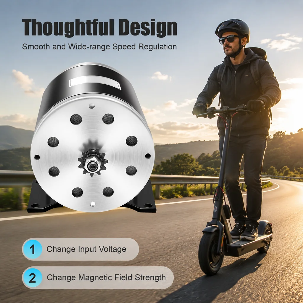 1000W 36V DC Brush Motor 3000RPM, Electric Scooter Go-Kart Motor with 25H-11T Chain Sprocket, High-Speed Brushed Motor for E-Bike ATV Kart DIY Power Tool