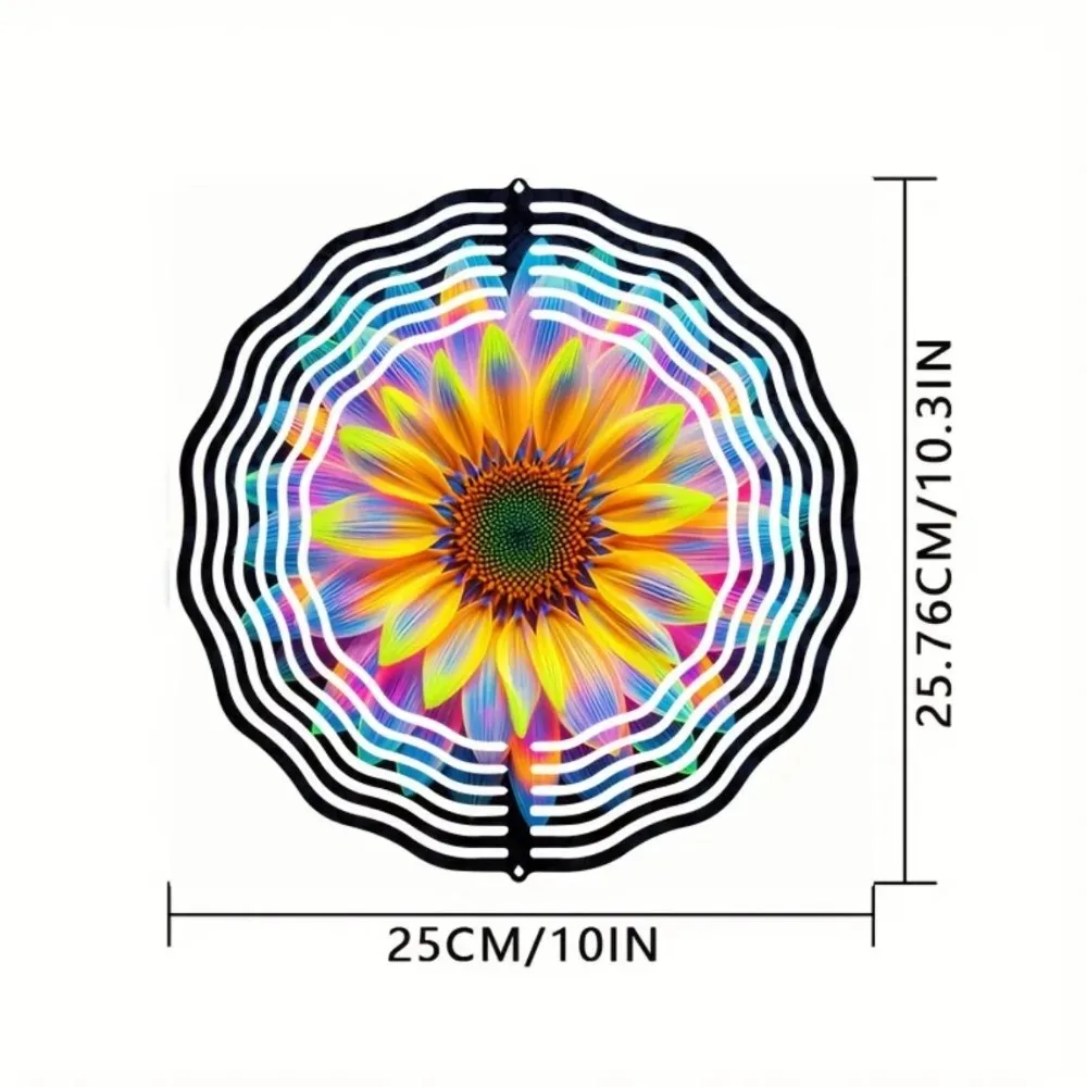

Neon Flower Wind Spinner - 3D Kinetic Metal Hanging Decor for Garden Yard, Outdoor Indoor Dynamic Art Sculpture