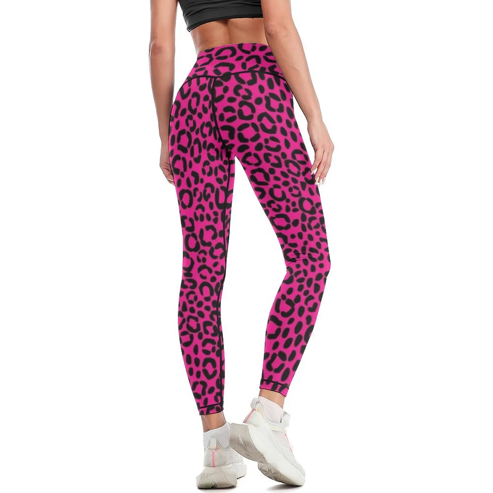 Pink and Black Leopard Print Pattern Leggings harem pants Women sportwear Tight fitting woman Womens Leggings