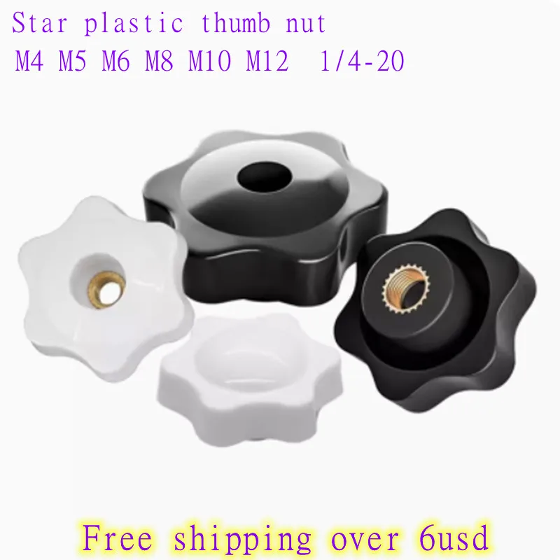 2-10pcs m4 m5 m6 m8 m10 Plum Bakelite Hand Tighten Nuts Handle Thread Star Mechanical Black Thumb Nuts Clamping Knob Manual Nuts