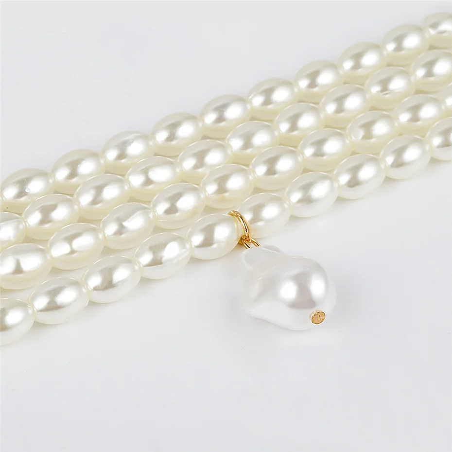 Elegante unregelmäßige Nachahmung Perle Choker Halskette Frauen Braut mehr schicht ige Schlüsselbein Kette ästhetischen Hals Schmuck wed Accessoires – Detail 12