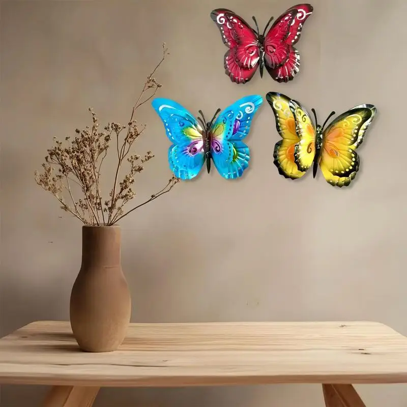 Wrought iron double-wing butterfly fence decoration wall hanging ornament craft garden fence