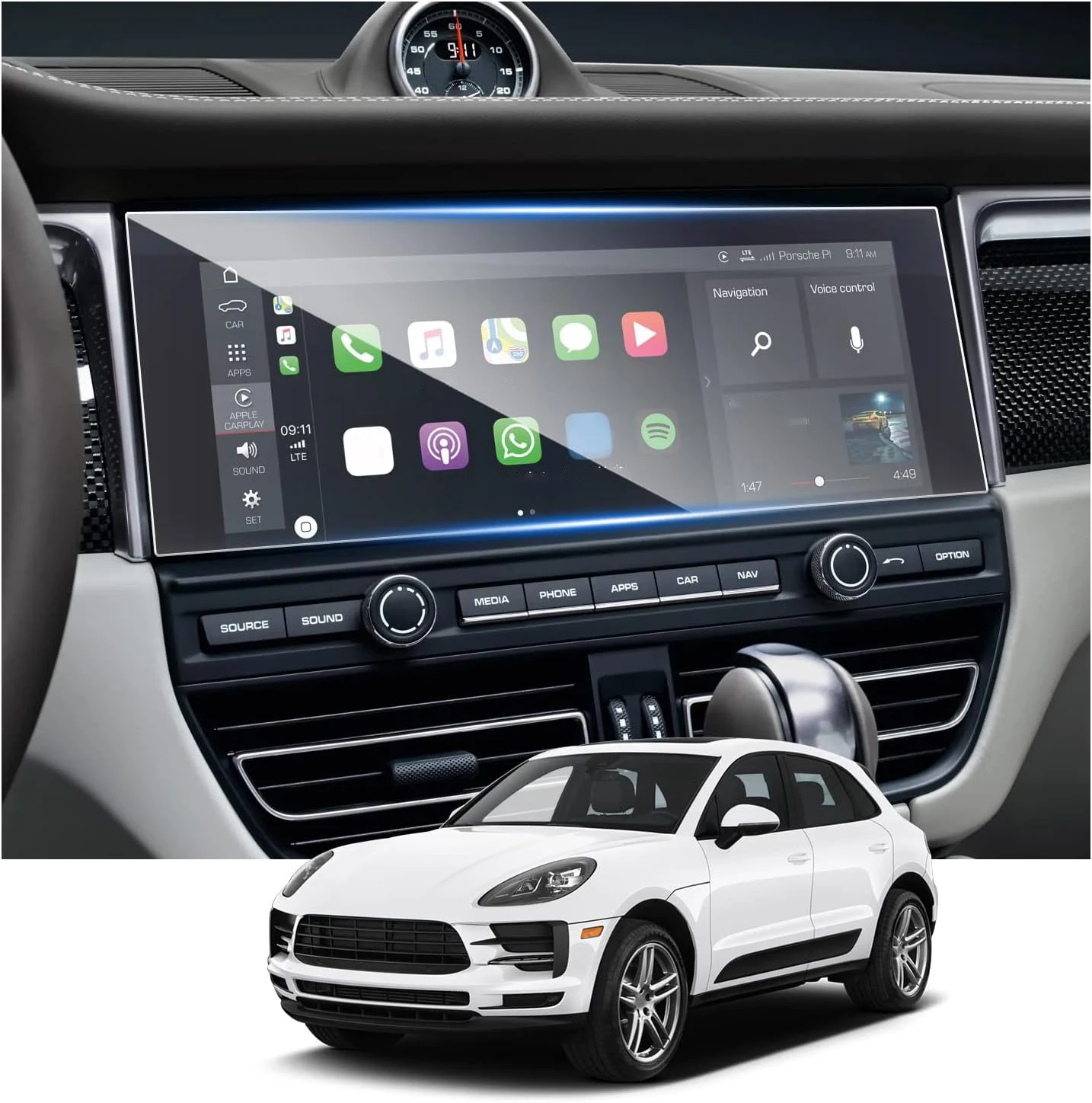 Displayschutzfolien für Porsche Macan 2019 2020 2021 2022 2023 2024, Displayschutz aus gehärtetem Glas