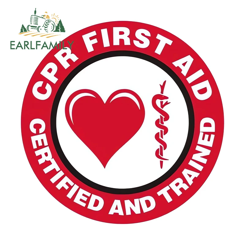 EARLFAMILY CPR First Aid Sticker Lovely Cartoon Fishing Tackle Box Decal Waterproof Sunscreen PVC Refrigerator Computer Cooler