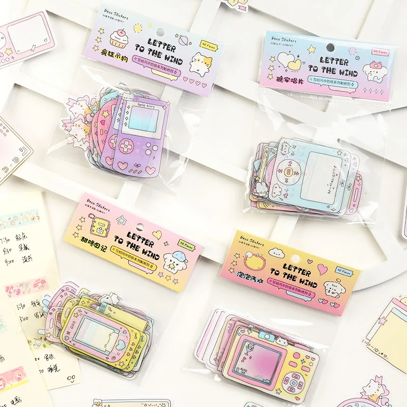 40Pcs/pack Cute Camera Phone Frame Stickers Y2K Decorative Stickers for Scrapbooking Journal DIY Decoration Collage Material view 2