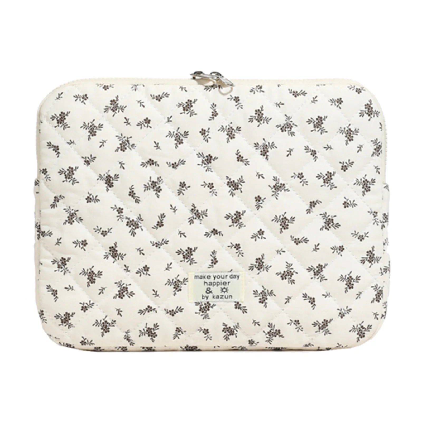Maple Leaf Soft Pad Tablet Bag Embroidery Puffy Protective Case Shockproof Cute Quilted Laptop Sleeve Commute Work Study Bag