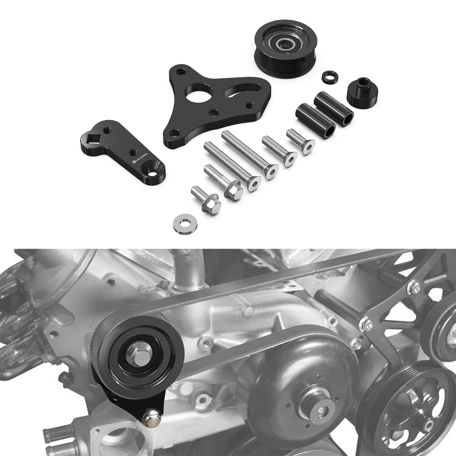 

For LS Truck Manual Belt Tensioner with Pulley Aluminium For Truck SUV 4.8L 5.3L 6.0L Engines 1999-2013 For Gen III For Gen IV