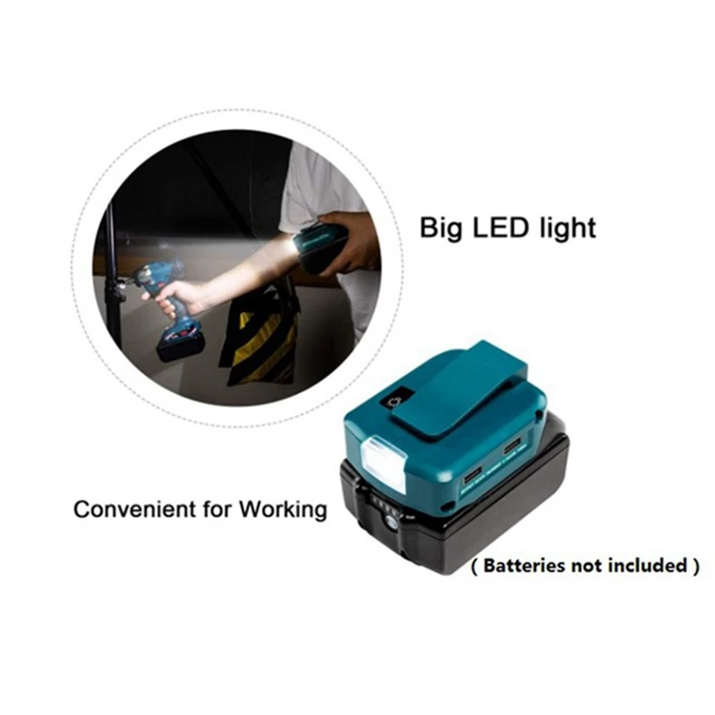 Adaptador de Bateria de Íons de Lítio Makita ADP068, Fonte de Energia, Carregador de Baterias com Portas USB Duplas, Luz LED, 14.4V, 18V, 2 Pcs