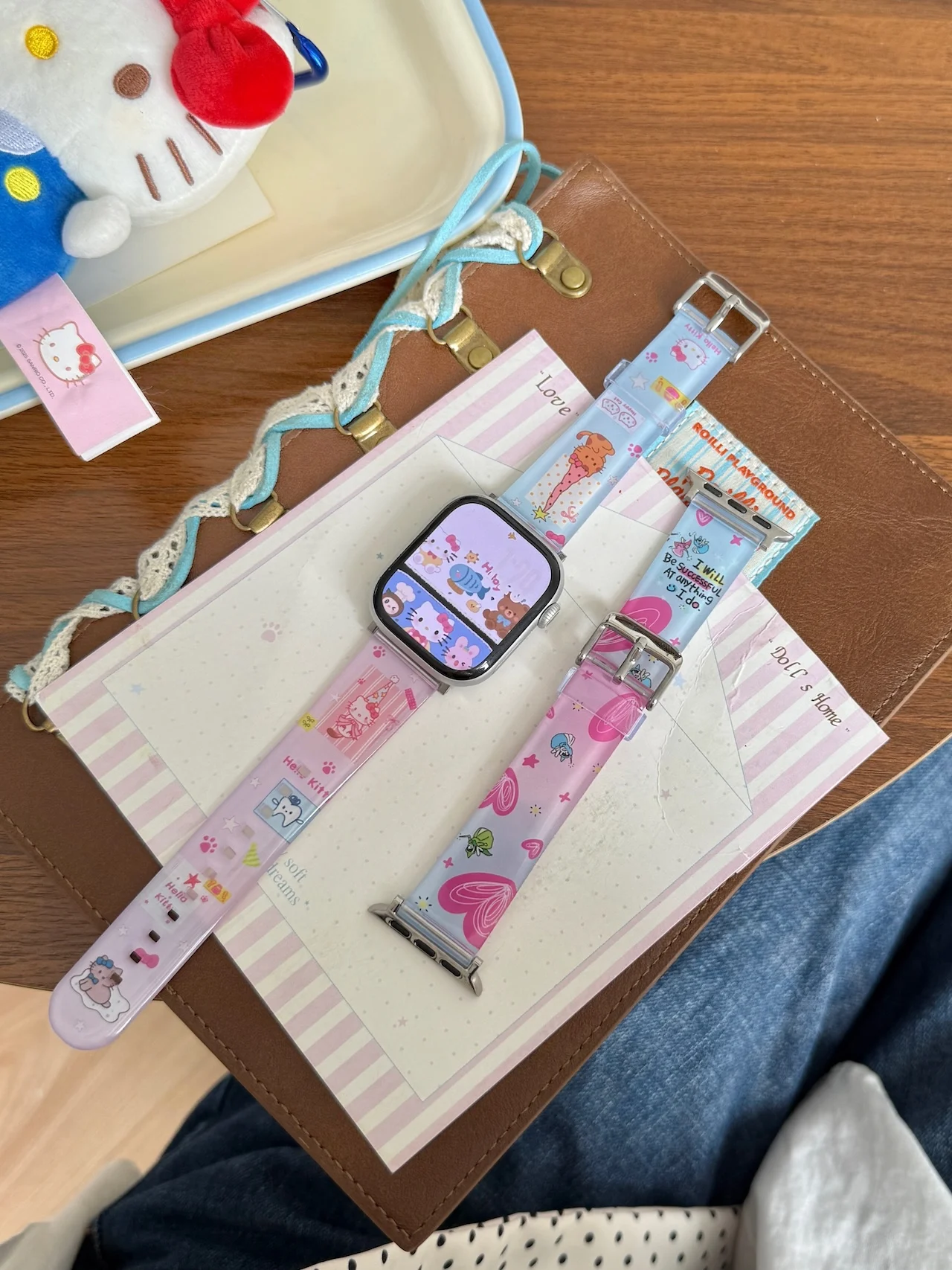 Transparent Printed Strap For Hello Kitty Apple Watch Ultra SE 11 10 9 8 7 Fits 38/41/45/49mm Sweet Replacement Wristband